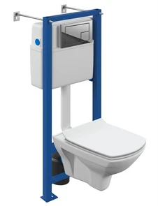 Комплект Cersanit  CARINA XL CO DPL EO slim инсталляция VECTOR кнопка CORNER пластик хром глянцевый (64441) 64441