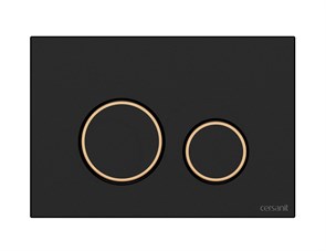 Кнопка Cersanit  TWINS для LINK PRO/VECTOR/LINK/HI-TEC пластик черный матовый с рамкой золото (63534) 63534