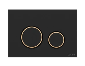 Кнопка Cersanit  TWINS для LINK PRO/VECTOR/LINK/HI-TEC пластик черный матовый с рамкой золото (63534) 63534