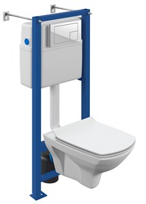 Комплект Cersanit  CARINA XL CO DPL EO slim инсталляция VECTOR кнопка CORNER пластик белый (64119) 64119