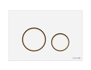 Кнопка Cersanit  TWINS для LINK PRO/VECTOR/LINK/HI-TEC пластик белый с рамкой золото (63535) 63535