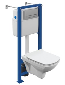 Комплект Cersanit  CARINA XL CO DPL EO slim инсталляция VECTOR кнопка BLICK пластик хром матовый (64440) 64440