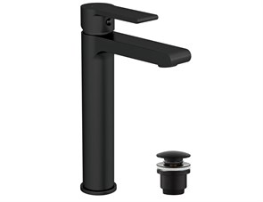 {{photo.Alt || photo.Description || 'Смеситель для раковины высокий Cersanit BRASKO BLACK однорычажный черный клик клак (63111)'}}