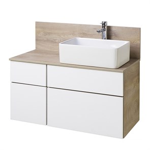 {{photo.Alt || photo.Description || 'Тумба под раковину AQUATON Мишель 100 подвесная, дуб эндгрейн, белый (1A244101MIX40)'}}