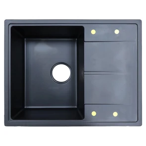 {{photo.Alt || photo.Description || 'Кухонная мойка AZARIO Tavas 620х480х197 кварцевая, прямоугольная, сифон в комплекте, цвет Черный (CS000976724)'}}