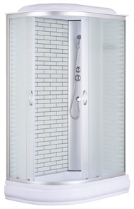 {{photo.Alt || photo.Description || 'Душевая кабина Loranto 120х80х215 поддон 20 см, белый кирпичный узор, стекло 4 мм, профиль хром (CS-66120-20R FW 120)'}}