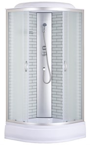 {{photo.Alt || photo.Description || 'Душевая кабина Loranto 100х100х215 поддон 25 см, белый кирпичный узор, стекло 4 мм, профиль хром (CS-6610-25FW 100)'}}