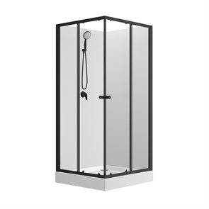 {{photo.Alt || photo.Description || 'Душевая кабина Loranto NEO 100x100x(190+15) c низким поддоном 15см, прозрачное закаленное стекло 5 мм,задние стеклянные стенки белые, профиль черный-матовый (CS-21801-100)'}}