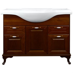 Комплект Пандора Тумба 1050 темный орех (массив Бук) с раковиной Classic 105 (Кировит) (2 места) CS00075994