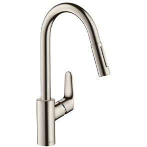 {{photo.Alt || photo.Description || 'Hansgrohe 31815800 Focus Смеситель для кухни однорычажный, с выдвижным душем, 1/2, под сталь'}}