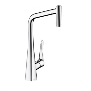 {{photo.Alt || photo.Description || 'Смеситель для кухни Hansgrohe Metris, с выдвижным душем, однорычажный, хром (14820000)'}}