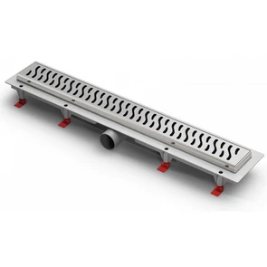 {{photo.Alt || photo.Description || 'Водоотводящий пластиковый желоб AZARIO D40(боковой слив) c рамкой из нерж.стали, с решеткой ГАРМОНИ 450 мм'}}