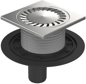 Трап пластиковый AZARIO DN50 (вертикальный слив) универсальный с нерж.решеткой 15х15см AZ-384 E