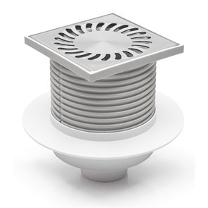 Трап пластиковый AZARIO D50(вертикальный слив) с нерж.решеткой 12,2х12,2см c воротником - НЕПТУН AZ-420 X L