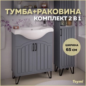 {{photo.Alt || photo.Description || 'Тумба с раковиной в ванную Teymi Lina 65, 2 дверцы с доводчиком, ясень графит T60102_4640021061268'}}