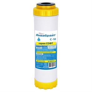 {{photo.Alt || photo.Description || 'Картридж для умягчения воды АКВАБРАЙТ ионнообменная смола, Slim Line 10&quot;, ресурс 3000 л (С-10)'}}