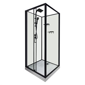 {{photo.Alt || photo.Description || 'Душевая кабина Loranto 980x980x2040 без крыши, левосторонняя, белое заднее стекло, поддон 14 см, прозрачное стекло 4 мм, профиль черный (CS-3010TM/W-100L)'}}