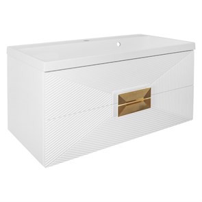 {{photo.Alt || photo.Description || 'Комплект Azario ZENA Тумба 100/2 1000х450х585 подвесная, с раковиной CLASSIK 100, белый глянец, ручка золото (CS00097709)'}}