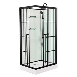 {{photo.Alt || photo.Description || 'Душевая кабина Loranto 880x880x2040 без крыши, правосторонняя, белое заднее стекло, поддон 14 см, прозрачное стекло 4 мм, профиль черный (CS-3008TM/W-90R)'}}