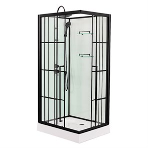 {{photo.Alt || photo.Description || 'Душевая кабина Loranto 880x880x2040 без крыши, левосторонняя, белое заднее стекло, поддон 14 см, прозрачное стекло 4 мм, профиль черный (CS-3008TM/W-90L)'}}