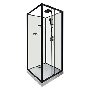 {{photo.Alt || photo.Description || 'Душевая кабина Loranto 980x980x2040 без крыши, правосторонняя, белое заднее стекло, поддон 14 см, прозрачное стекло 4 мм, профиль черный (CS-3010TM/W-100R)'}}