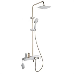 {{photo.Alt || photo.Description || 'Душевая система  AZARIO с поворотным изливом, керамический картридж, белый/золото (AZ-801-1)'}}