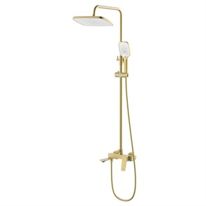 {{photo.Alt || photo.Description || 'Душевая система Azario Lursy с квадратным тропическим душем, керамический картридж, шланг 150 см, золото матовое (AZ-K2349MG)'}}