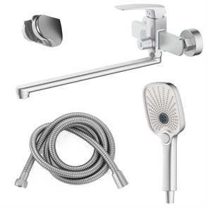 {{photo.Alt || photo.Description || 'Смеситель для ванны Azario Conda керамический картридж, длинный излив, с ручным душем, шланг 150 см, сатин (AZ-K1711B)'}}