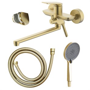 {{photo.Alt || photo.Description || 'Смеситель для ванны Azario Lursy керамический картридж, длинный излив, с ручным душем, шланг 150 см, золото матовое (AZ-K1749MG)'}}