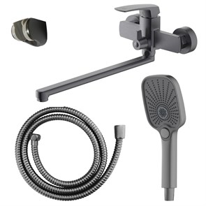 {{photo.Alt || photo.Description || 'Смеситель для ванны Azario Conda керамический картридж, длинный излив, с ручным душем, шланг 150 см, графит (AZ-K1711GR)'}}