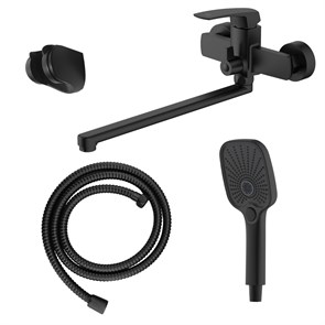 {{photo.Alt || photo.Description || 'Смеситель для ванны Azario Conda керамический картридж, длинный излив, с ручным душем, шланг 150 см, черный матовый (AZ-K1711B)'}}