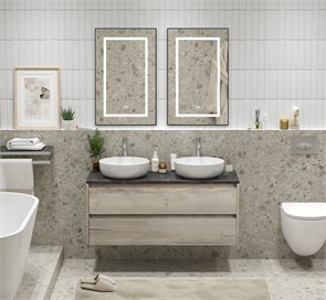 {{photo.Alt || photo.Description || 'Тумба со столешницей и накладными раковинами подвесная BelBagno KRAFT 120 Rovere Galifax Bianco'}}