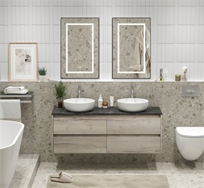 {{photo.Alt || photo.Description || 'Тумба с четырьмя ящиками и столешницей подвесная BelBagno KRAFT 140 Rovere Galifax Bianco'}}
