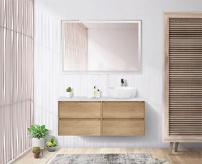{{photo.Alt || photo.Description || 'Тумба со столешницей подвесная BelBagno KRAFT 120 Rovere Nebrasca Nature, раковина справа'}}