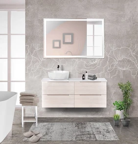 {{photo.Alt || photo.Description || 'Тумбы со столешницей подвесная BelBagno ETNA 120 Rovere Bianco, раковина слева'}}