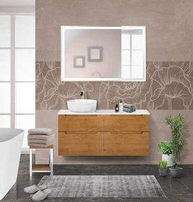 {{photo.Alt || photo.Description || 'Тумба со столешницей и накладной раковиной подвесная BelBagno ETNA-H60 120 Rovere Nature, раковина слева'}}