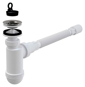 {{photo.Alt || photo.Description || 'AG2105123710 Сифон для умывальника Ø40 с нержавеющей peшeткой + гибкое соединение (A41 Flexi)'}}