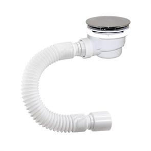 {{photo.Alt || photo.Description || 'ОРИО сифон для душевого поддона, 1 1/2 х 90, высота  h=65 мм, пластик/хром, с гибкой трубой 40-50, ДХ-912 (40шт)'}}