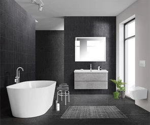 {{photo.Alt || photo.Description || 'Тумба с раковиной подвесная BelBagno ALBANO 100 Cemento Verona Grigio, раковина белая'}}