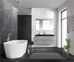 {{photo.Alt || photo.Description || 'Тумба с раковиной подвесная BelBagno ALBANO 120 Cemento Verona Grigio, раковина чёрная'}}
