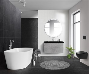 {{photo.Alt || photo.Description || 'Тумба с раковиной подвесная BelBagno ALBANO 100 Cemento Verona Grigio, раковина чёрная'}}