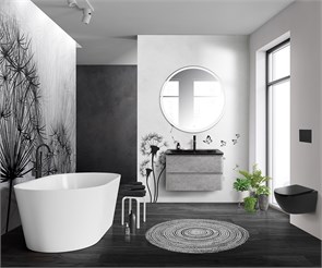 {{photo.Alt || photo.Description || 'Тумба с раковиной подвесная BelBagno ALBANO 80 Cemento Verona Grigio, раковина чёрная'}}