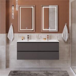 {{photo.Alt || photo.Description || 'Тумба с четырьмя ящиками и раковиной на две чаши подвесная BelBagno KRAFT 120 Темно-Серый Матовый, раковина BB1200-2-ETL'}}