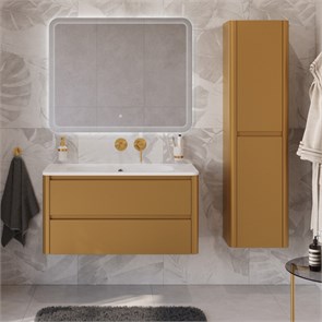 {{photo.Alt || photo.Description || 'Тумба с раковиной подвесная CEZARES RELAX 100 Брашированное золото, раковина белая без отверстия под смеситель'}}