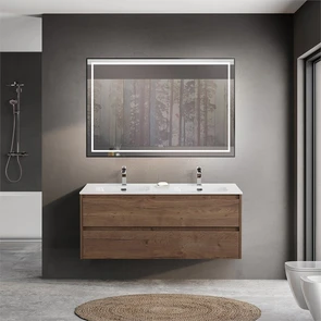 {{photo.Alt || photo.Description || 'Тумба с раковиной на две чаши подвесная BelBagno KRAFT 120 Rovere Tabacco , раковина белая'}}