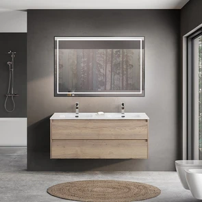 {{photo.Alt || photo.Description || 'Тумба с раковиной на две чаши подвесная BelBagno KRAFT 120 Rovere Galifax Bianco , раковина белая'}}