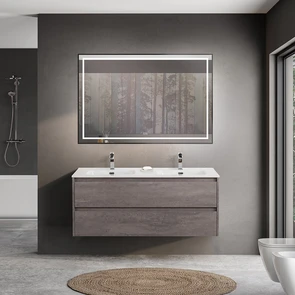 {{photo.Alt || photo.Description || 'Тумба с раковиной на две чаши подвесная BelBagno KRAFT 120 Cemento Grigio , раковина белая'}}