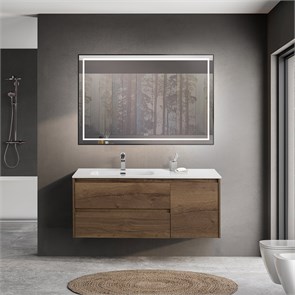 {{photo.Alt || photo.Description || 'Тумба с раковиной подвесная с двумя ящиками и одной дверцей BelBagno KRAFT 120 Rovere Tabacco левая, раковина белая'}}