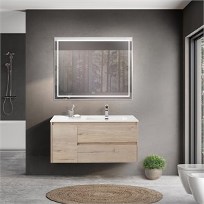 {{photo.Alt || photo.Description || 'Тумба с раковиной подвесная с двумя ящиками и одной дверцей BelBagno KRAFT 100 Rovere Galifax Bianco правая, раковина белая'}}