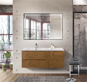 {{photo.Alt || photo.Description || 'Тумба с раковиной подвесная с двумя ящиками и одной дверцей BelBagno ETNA 120 Rovere Nature левая, раковина белая'}}